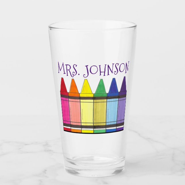 Rainbow Crayons Art Teacher School Artist Glas (Vorderseite)