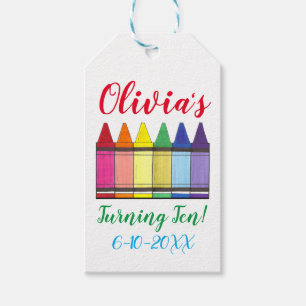 Rainbow Crayons Artist Art Child's Geburtstagspart Geschenkanhänger