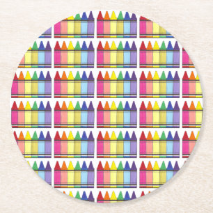Rainbow Crayons Artist Art Class Birthday Party Runder Pappuntersetzer
