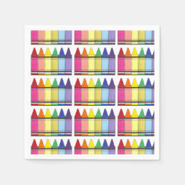 Rainbow Crayons Artist Art Class Birthday Party Serviette