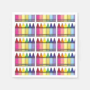 Rainbow Crayons Artist Art Class Birthday Party Serviette