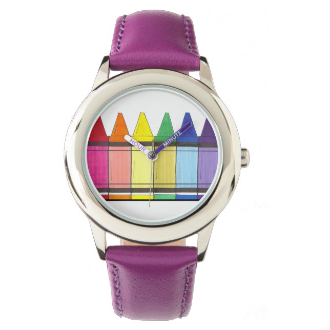 Rainbow Crayons Artist Art Teacher Pride Watch Armbanduhr (Vorderseite)