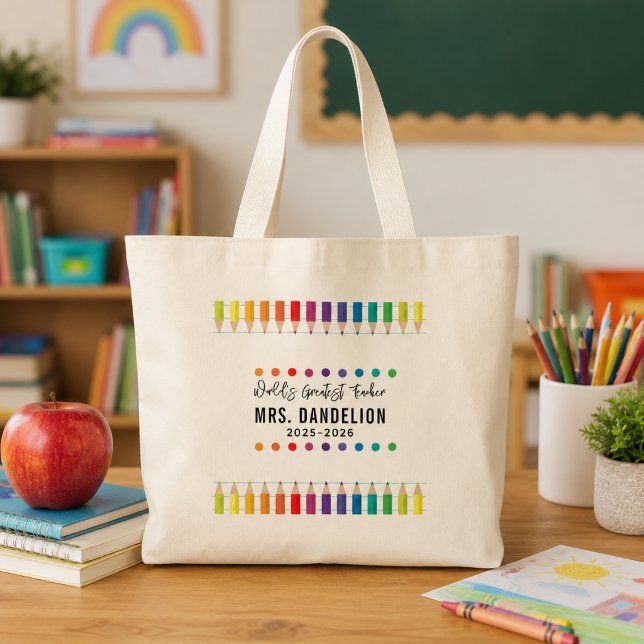 Rainbow Crayons Kindergarten Lehrer Tragetasche (Rainbow Crayons Kindergarten Teacher Tote Bag
)