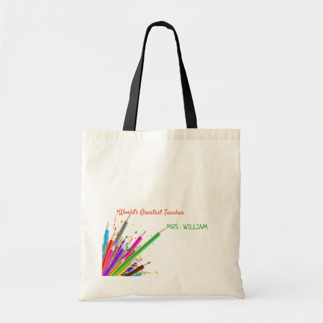 Rainbow Crayons Kindergarten Teacher Geschenk Tote Tragetasche (Vorne)