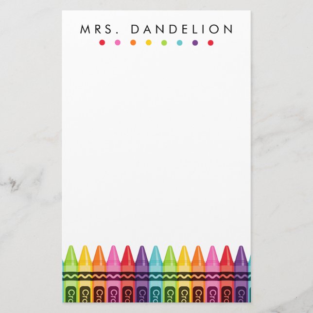 Rainbow Crayons | Kindergartenlehrer Briefpapier (Vorderseite)