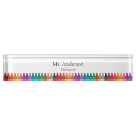 Rainbow Crayons Lehrer Name Grade Namensplakette