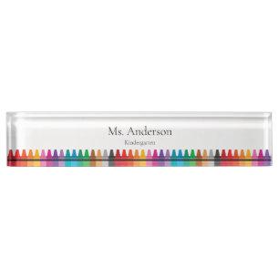 Rainbow Crayons Lehrer Name Grade Namensplakette