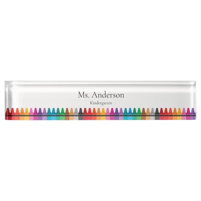 Rainbow Crayons Lehrer Name Grade Namensplakette (Vorderseite)