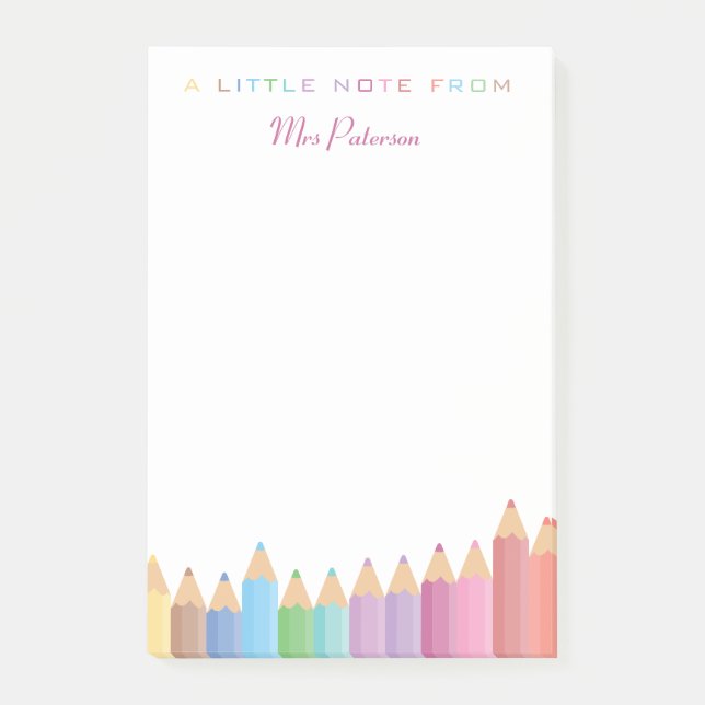 Rainbow Crayons Lehrerin Wertschätzung Niedliche F Post-it Klebezettel (Vorderseite)