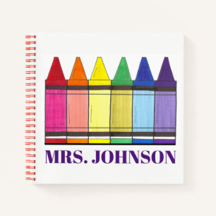 Rainbow Crayons Personalisiert School Art Teacher Notizbuch