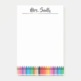 Rainbow Crayons Preschool Teacher Notepad Post-it Klebezettel