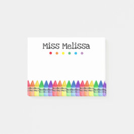 Rainbow Crayons Preschool Teacher Sticky Notes Post-it Klebezettel