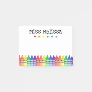 Rainbow Crayons Preschool Teacher Sticky Notes Post-it Klebezettel