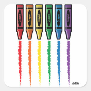 Rainbow Crayons Quadratischer Aufkleber
