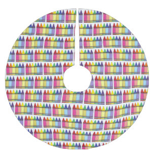 Rainbow Crayons School Teacher Art versorgt Pride Polyester Weihnachtsbaumdecke
