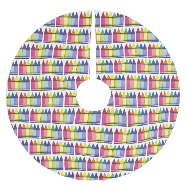 Rainbow Crayons School Teacher Art versorgt Pride Polyester Weihnachtsbaumdecke (Vorderseite)