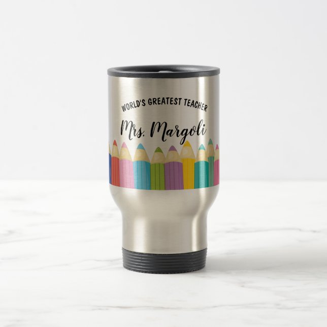 Rainbow Crayons Weltbest Teacher Coffee Tasse (Mittel)