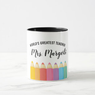 Rainbow Crayons Weltbest Teacher Tasse
