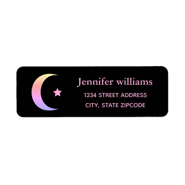 Rainbow Crescent Moon und Star Address Label (Vorne)
