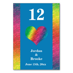 [Rainbow Crinkle Wedding] Heart Bar Menu Blue Tischnummer