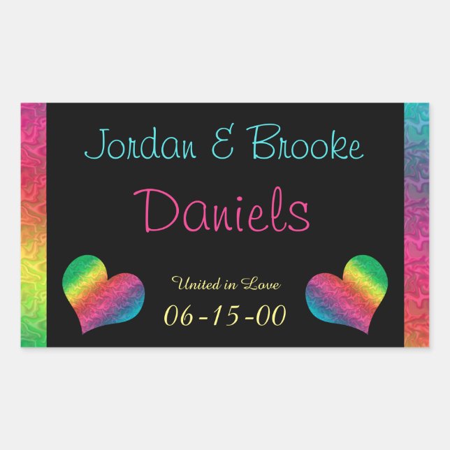 [Rainbow Crinkle Wedding] Heart Butterfly Black Rechteckiger Aufkleber (Vorderseite)