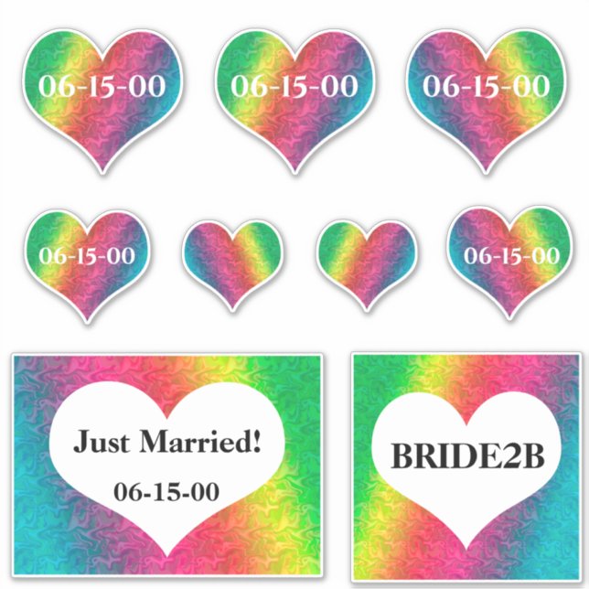 [Rainbow Crinkle Wedding] Herz Date Vinyl Aufkleber (Vorderseite)