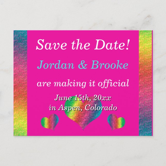 [Rainbow Crinkle Wedding] Herz Postkarte Rosa (Vorderseite)