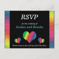 [Rainbow Crinkle Wedding] Herz RSVP Karte Schwarz