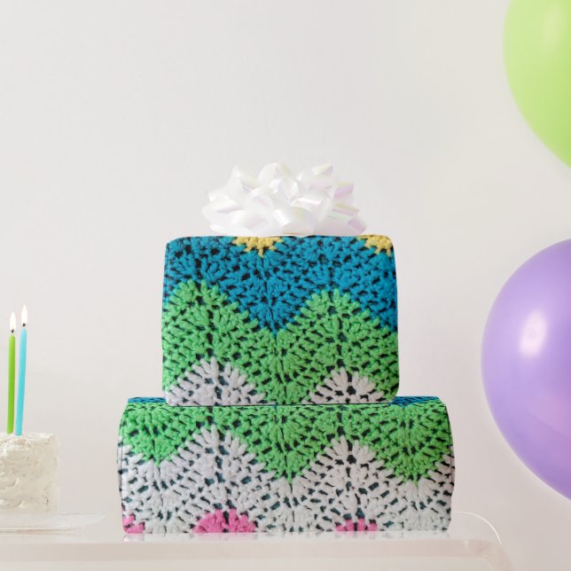 Rainbow Crochet Design Geschenkpapier (Partygeschenke)