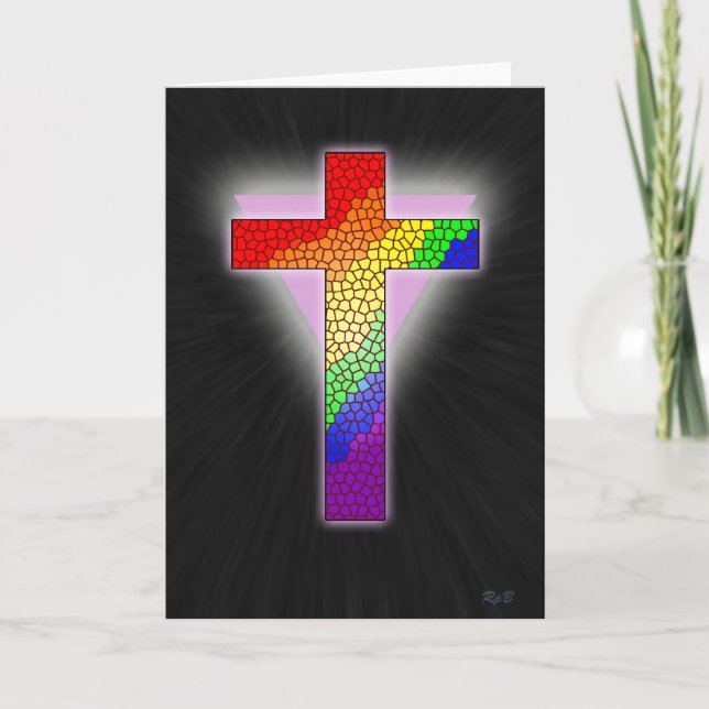 Rainbow Cross Grußkarte Karte (Vorderseite)