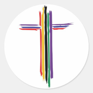 Rainbow Cross Runder Aufkleber