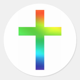 Rainbow Cross Runder Aufkleber