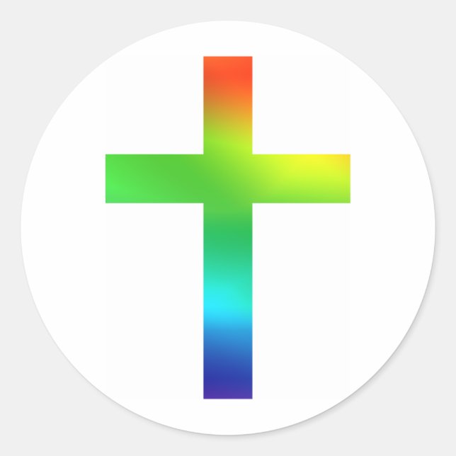 Rainbow Cross Runder Aufkleber (Vorderseite)