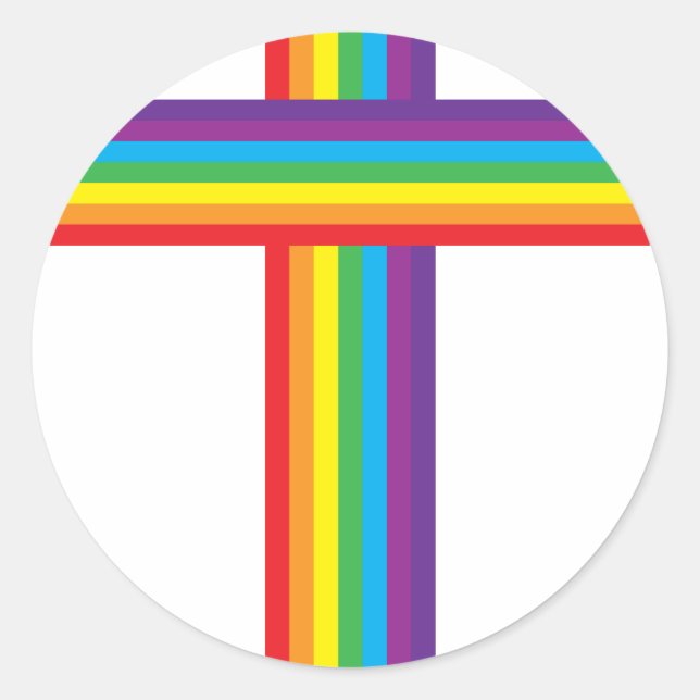 Rainbow CROSS Runder Aufkleber (Vorderseite)