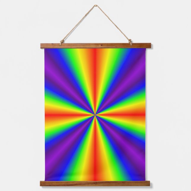 Rainbow Cross Wood Tapestry Wandteppich Mit Holzrahmen (Vorderseite)