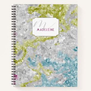 Rainbow Crushed Foil Chic Mit Monogramm Girly Scho Notizbuch
