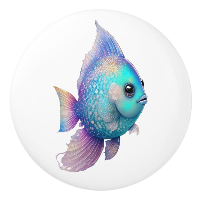 Rainbow Crystal Fish Keramikknauf (Vorderseite)
