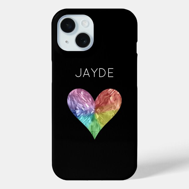 Rainbow Crystal Heart Mobile Phone Case (Rückseite)