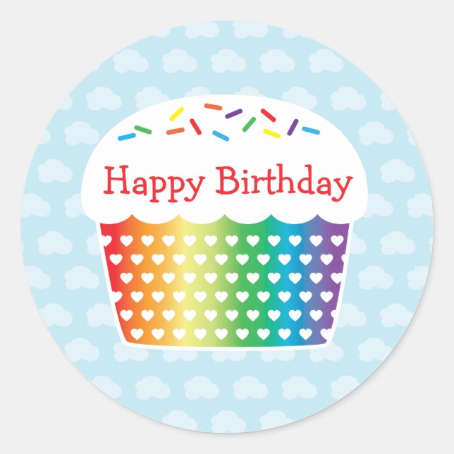 Rainbow Cupcake Birthday Sticker (Vorderseite)