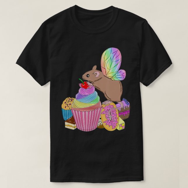 Rainbow Cupcake Fairy Mouse T-Shirt (Design vorne)
