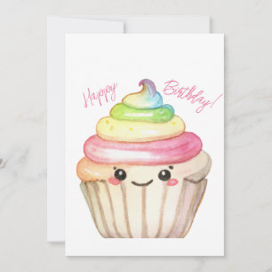 Rainbow Cupcake Happy Birthday Card