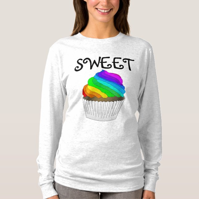 RAINBOW CUPCAKE, MEINE DAMEN, T - Shirt (Vorderseite)