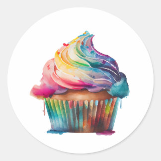 Rainbow Cupcake Runder Aufkleber