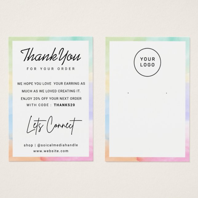 Rainbow Custom Logo Earring Display Danke (Vorne & Hinten)