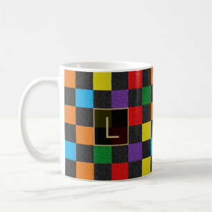 Rainbow Custom Monogram, geprüft Glitzer, Proud Kaffeetasse