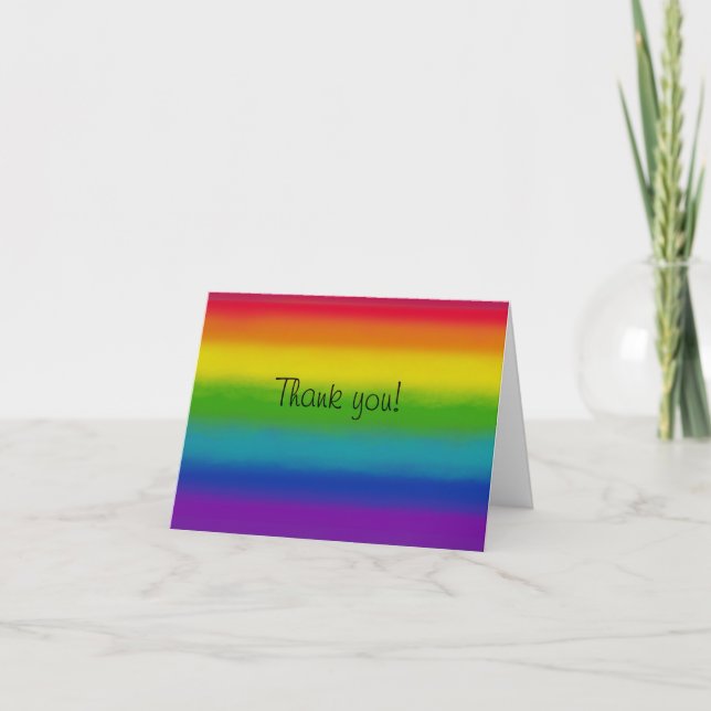 Rainbow Customizable Thank You Folded Note Card (Vorderseite)