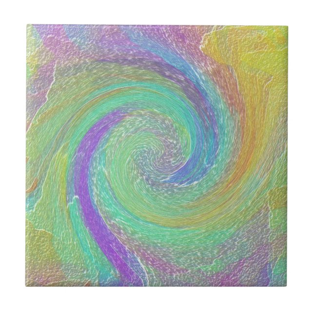Rainbow Cyclone Abstrakt Art Fliese (Vorderseite)