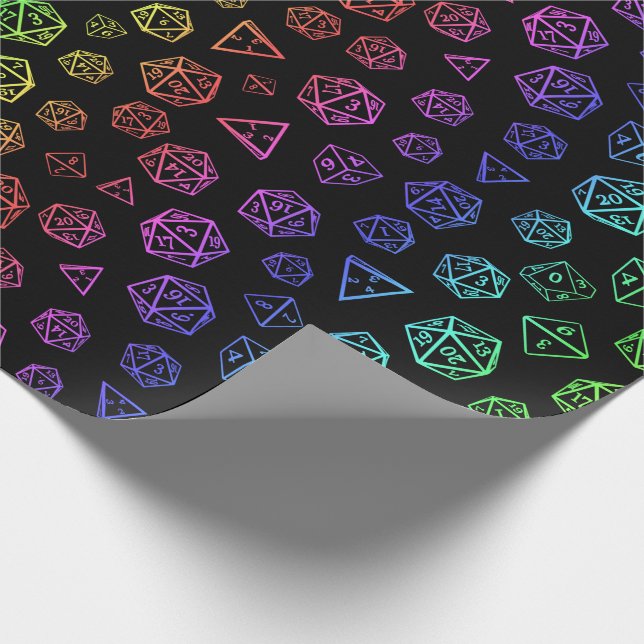 Rainbow D20 Rollenspiel Würfel Muster Geschenkpapier (Ecke)