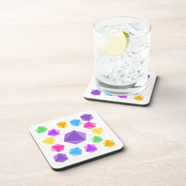 Rainbow D8 Dice Drink Coasters Getränkeuntersetzer (Rechte Seite)