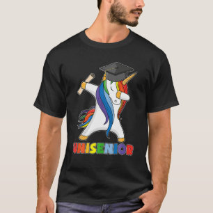 Rainbow Dabbing Unicorn Tanz Senior Graduate Study T-Shirt